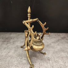 Load image into Gallery viewer, Antique Brass Smudge Pot or Inkwell on Tripod Stand
