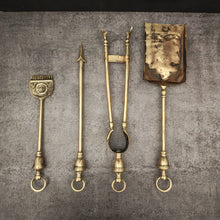 Load image into Gallery viewer, Brass Fireplace Tools Set | 4-Piece Brass Finish Hearth Companion
