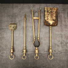 Load image into Gallery viewer, Brass Fireplace Tools Set | 4-Piece Brass Finish Hearth Companion
