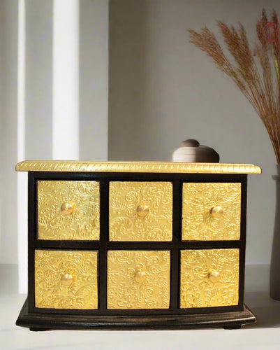 Exquisite Handcrafted 6-Drawer Box with Brass Fittings - Style It by Hanika