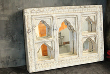 Load image into Gallery viewer, Antique Inspired Handcrafted Wooden Rustic Mirror  Indian Jharokha
