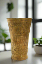 Load image into Gallery viewer, Beautiful Vintage Brass Glass Engraved with Taj mahal
