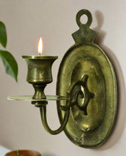 Load image into Gallery viewer, Vintage Brass Wall Sconce Candle Holder
