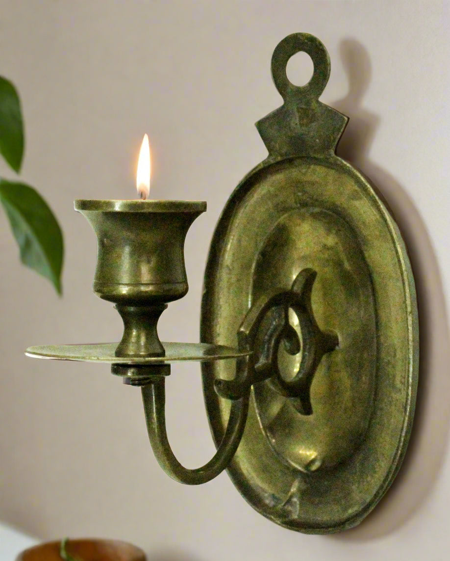 Vintage Brass Wall Sconce Candle Holder