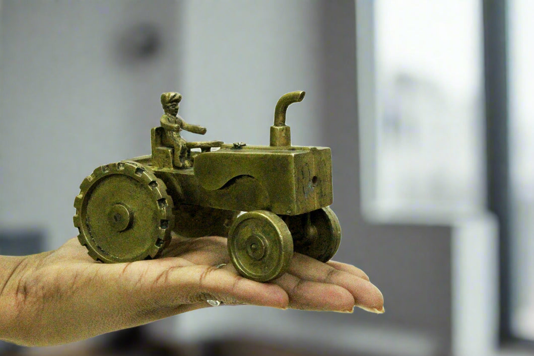 Vintage Brass Tractor with Steadfast Driver