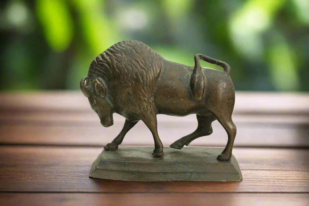 Vintage Brass Bison Figurine
