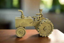 Load image into Gallery viewer, Vintage Brass Tractor with Steadfast Driver
