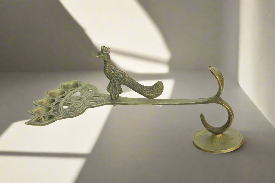 Elegance of the Peacock Brass Panch Aarti Diya