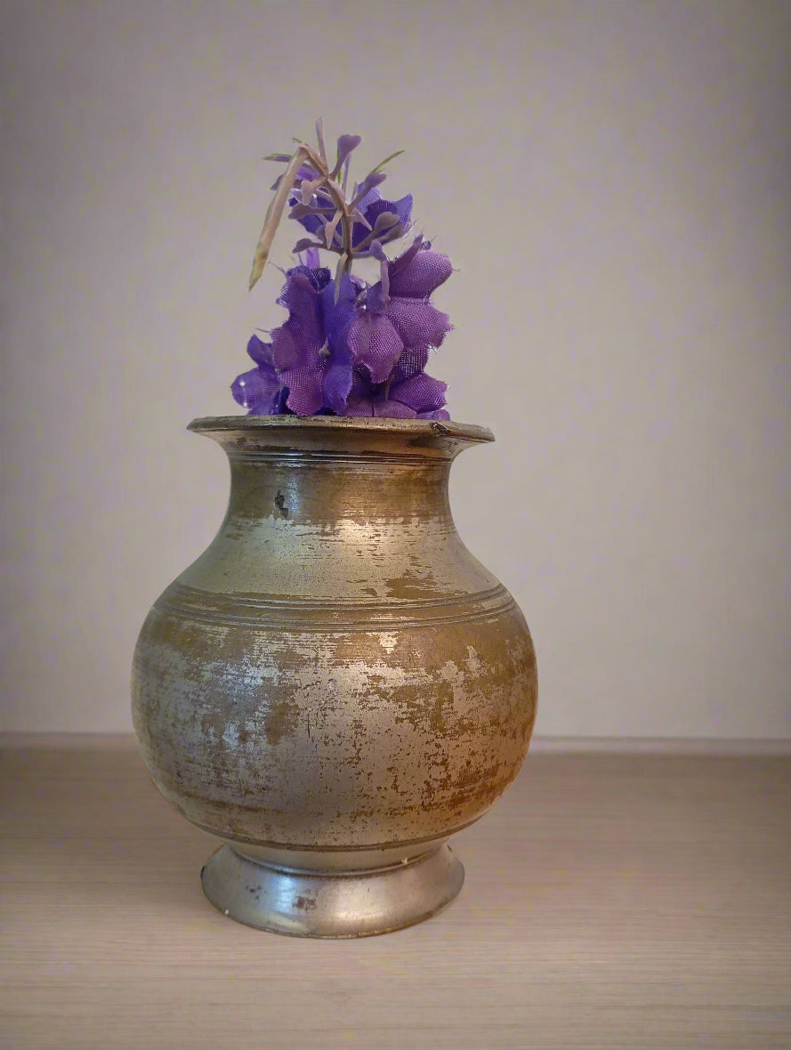 Whispers of Ritual: Vintage Brass Water Pot/Lota, Aged Elegance