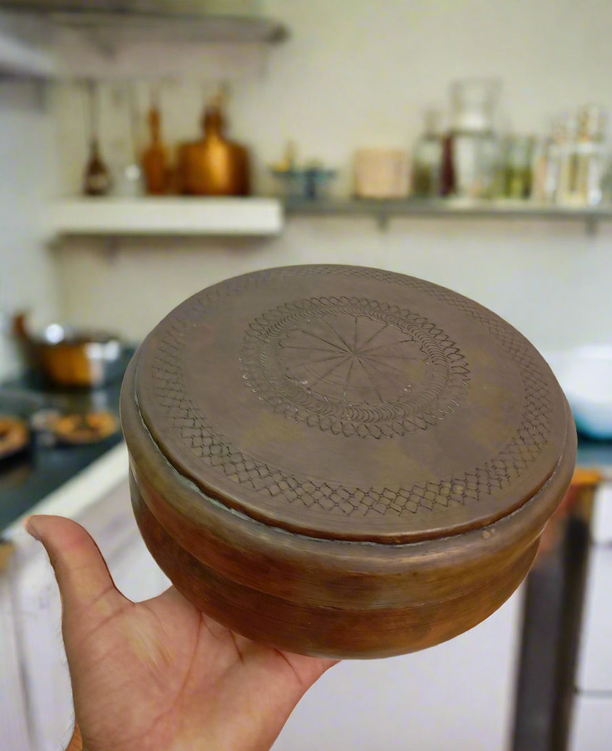 The Keeper's Trove: Vintage Carved Brass Container (Katordan)