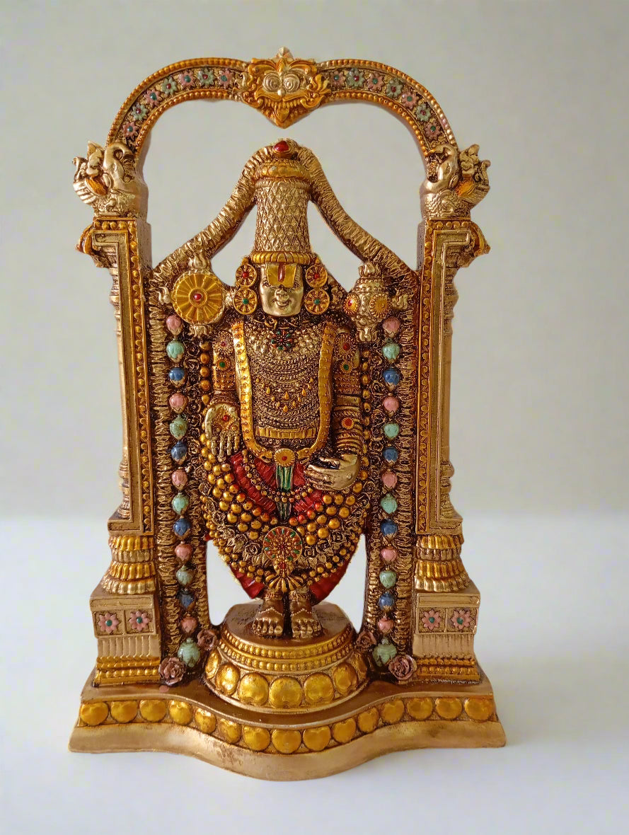 Exquisite Poly Resin Tirupathi Balaji Statue - Divine Blessings for Your Home