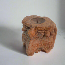 Load image into Gallery viewer, Hand-Carved Elephant Head Wall Candle Holder - Rustic Wood Candle Sconce - Indian Folk Art Decor
