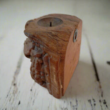 Load image into Gallery viewer, Hand-Carved Elephant Head Wall Candle Holder - Rustic Wood Candle Sconce - Indian Folk Art Decor
