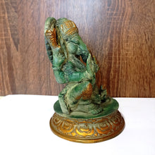 Load image into Gallery viewer, Lord Brass Ganesh ji with Mushak Statue God Idol Size 10.5 x 10.5 x 14.5 cm
