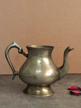 Load image into Gallery viewer, Vintage Engraved Brass Kettle with Swan Spout
