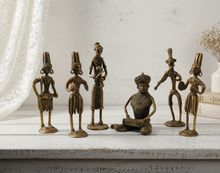 Load image into Gallery viewer, Vintage Dhokra Brass Tribal Musician Figurines -Sold Individually
