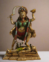 Load image into Gallery viewer, Goddess Kali statue depicting the fierce form of Parvati as the Hindu goddess of destruction, power, and creation, shown with Lord Shiva.
