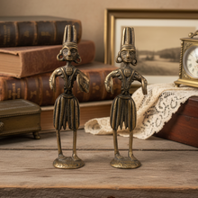 Load image into Gallery viewer, Vintage Dhokra Brass Tribal Musician Figurines -Sold Individually
