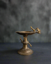 Load image into Gallery viewer, Vintage Indian Brass Oil Lamp with Bird Figures

