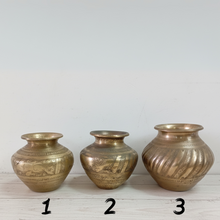 Load image into Gallery viewer, Vintage  Brass Hand-Engraved  Water Pot: Traditional Indian Pooja Vessel
