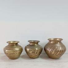 Load image into Gallery viewer, Vintage  Brass Hand-Engraved  Water Pot: Traditional Indian Pooja Vessel
