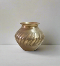 Load image into Gallery viewer, Vintage  Brass Hand-Engraved  Water Pot: Traditional Indian Pooja Vessel
