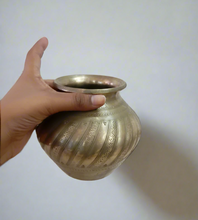 Load image into Gallery viewer, Vintage  Brass Hand-Engraved  Water Pot: Traditional Indian Pooja Vessel

