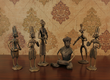 Load image into Gallery viewer, Vintage Dhokra Brass Tribal Musician Figurines -Sold Individually
