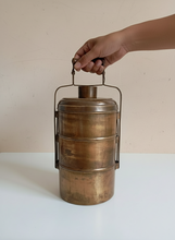 Load image into Gallery viewer, Elegant Vintage Three Tier Brass Tiffin Box
