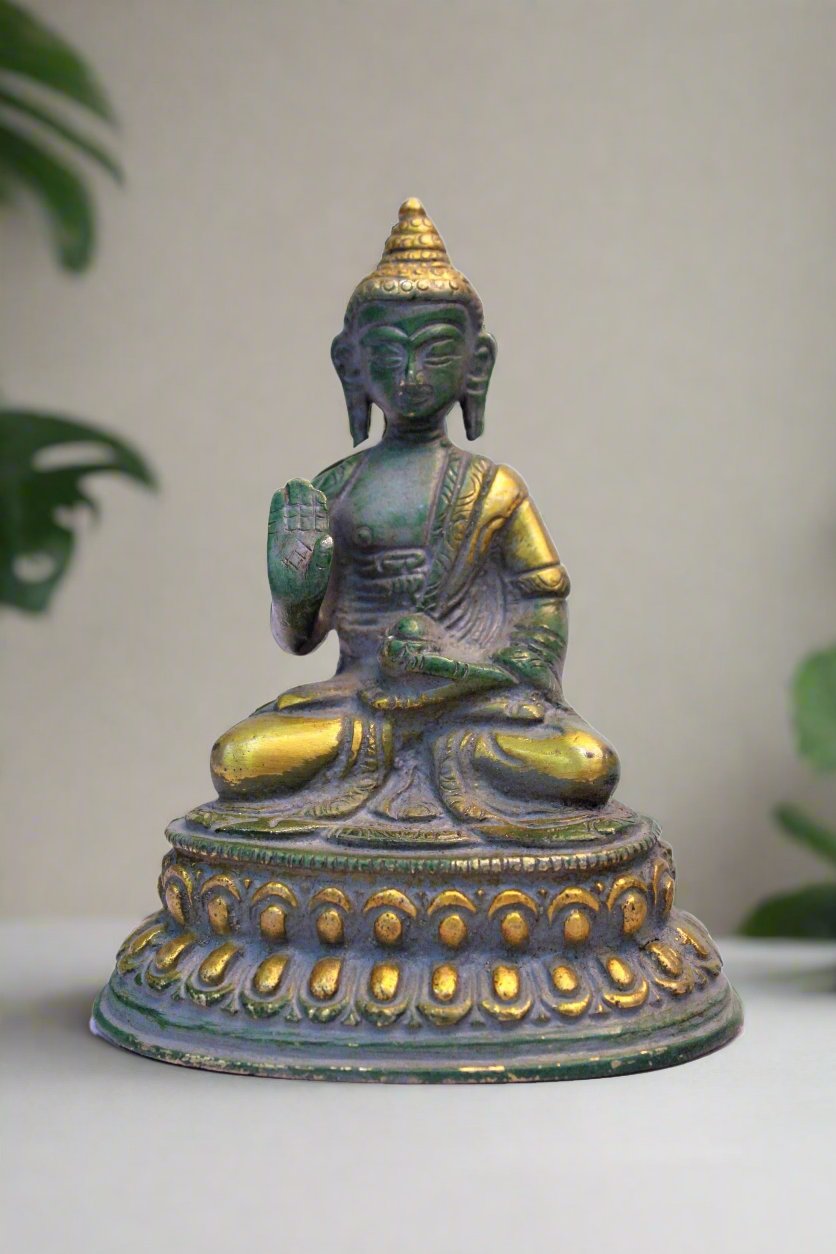 Abhaya Buddha Idol Tibet Buddha Brass Statue Size 8 x 5.3 x 11 cm - Style It by Hanika