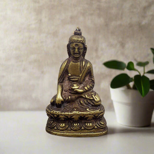 Abhaya Sitting Buddha Brass Statue Size 3.5 x 2.5 x 5.6 cm - Style It by Hanika
