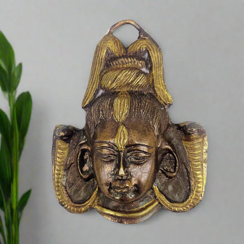 Antique Finish Shankar Face Wall Hanging Size 7.5 x 2.4 x 9.7 cm - Style It by Hanika