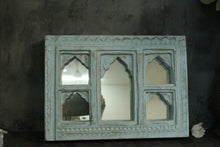 Load image into Gallery viewer, Antique Inspired Handcrafted Wooden Blue Rustic Mirror Indian Jharokha - Style It by Hanika
