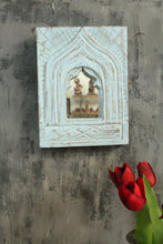 Load image into Gallery viewer, Antique Inspired Handcrafted Wooden Blue Rustic Mirror Indian Jharokha - Style It by Hanika
