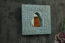 Load image into Gallery viewer, Antique Inspired Handcrafted Wooden Blue Rustic Mirror Indian Jharokha - Style It by Hanika
