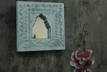 Load image into Gallery viewer, Antique Inspired Handcrafted Wooden Blue Rustic Mirror Indian Jharokha - Style It by Hanika

