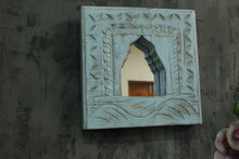 Load image into Gallery viewer, Antique Inspired Handcrafted Wooden Blue Rustic Mirror Indian Jharokha - Style It by Hanika
