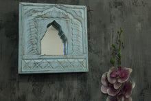 Load image into Gallery viewer, Antique Inspired Handcrafted Wooden Blue Rustic Mirror Indian Jharokha - Style It by Hanika
