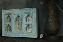 Load image into Gallery viewer, Antique Inspired Handcrafted Wooden Blue Rustic Mirror Indian Jharokha - Style It by Hanika
