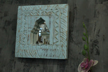 Load image into Gallery viewer, Antique Inspired Handcrafted Wooden Blue Rustic Mirror Indian Jharokha - Style It by Hanika
