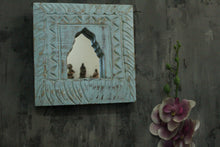Load image into Gallery viewer, Antique Inspired Handcrafted Wooden Blue Rustic Mirror Indian Jharokha - Style It by Hanika
