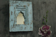 Load image into Gallery viewer, Antique Inspired Handcrafted Wooden Blue Rustic Mirror Indian Jharokha - Style It by Hanika

