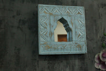 Load image into Gallery viewer, Antique Inspired Handcrafted Wooden Blue Rustic Mirror Indian Jharokha - Style It by Hanika
