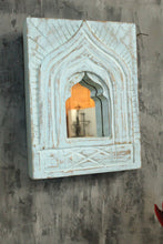 Load image into Gallery viewer, Antique Inspired Handcrafted Wooden Blue Rustic Mirror Indian Jharokha - Style It by Hanika
