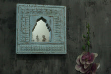 Load image into Gallery viewer, Antique Inspired Handcrafted Wooden Blue Rustic Mirror Indian Jharokha - Style It by Hanika

