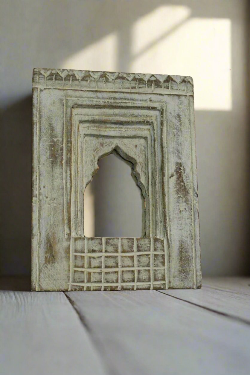 Antique Inspired Handcrafted Wooden Rustic Mirror Indian Jharokha - Style It by Hanika