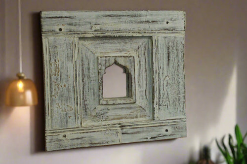 Antique Inspired Handcrafted Wooden Rustic Mirror Indian Jharokha - Style It by Hanika