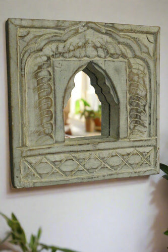 Antique Inspired Handcrafted Wooden Rustic Mirror Indian Jharokha - Style It by Hanika