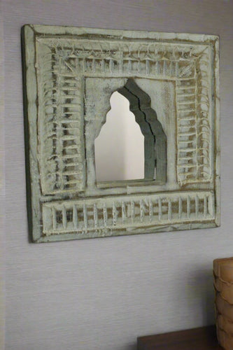 Antique Inspired Handcrafted Wooden Rustic Mirror Indian Jharokha - Style It by Hanika