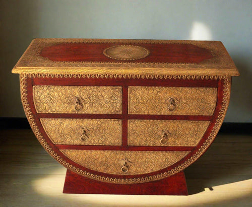 Antique-Style Wooden Drawer Chest with Heavy Brass Sheet Fitting - Style It by Hanika